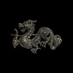 Sterling Silver Ruby & Marcasite Chinese Dragon Brooch