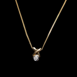 X O Natural Diamond 10K Yellow Gold Pendant Necklace