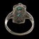 18K White Gold White Sapphire and Green Glass Art Deco Style Filigree Ring Size 3 1/4