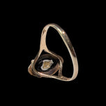 Art Deco Seed Pearl & Black Onyx Marquise Ring Size 7 1/4 White Gold Inlay & 10K Yellow Gold