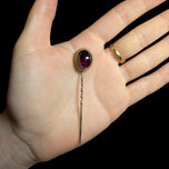 9CT Rose / Yellow Gold Victorian Era Purple Rhodolite Garnet Cabochon Stick Pin