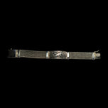 Sterling Silver Heavy Floral Panel and Rope Chain / Weave Bracelet: Box Clasp