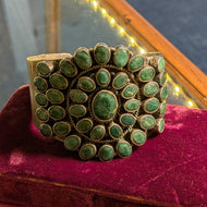 Large Sterling Silver and Emerald Statement Cuff Cluster Bracelet