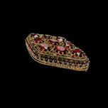 Antique Czech Filigree Brooch With Red Glass Crystals