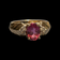 14K Yellow Gold Oval Cut Pink Tourmaline & Diamond Ring Size 7 3/4