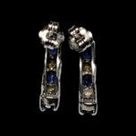 10K White Gold Sapphire & Diamond Bar Stud Earrings