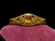 Vintage / Edwardian Gold Plated & Glass Filigree Floral Hinge Bracelet