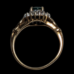 10K Gold Emerald and Diamond Halo Ring 4 3/4