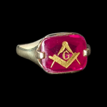 14K Yellow Gold Masonic Ring Size 8 3/4