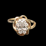 14K Yellow Gold Natural Diamond Cluster / Knot / Cocktail Ring 7
