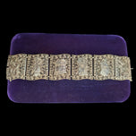 Sterling "S&F" Filigree Storytelling Panel Link Bracelet Asian Figures & Symbols