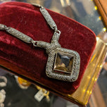 Theodor Fahrner Sterling Silver & Smoky Quartz Scroll Work Art Deco Necklace