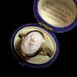 Yellow Gold Flower / Rose Carved Cameo Ring Size 6