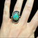 Mexico Sterling Silver Turquoise Cabochon Star & Swirl Shadowbox Ring Size 5.5