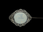 .800 Silver Delft Holland Windmill Brooch with Filigree Setting