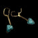 10K Yellow Gold Raw Turquoise Nugget Lever Back Drop Earrings