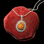 Sterling Silver & Fire Opal Necklace / Pendant