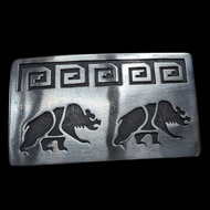 Navajo Sterling Silver Bear Belt Buckle Native American Tribal