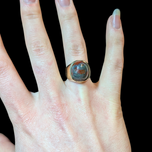 10K Yellow & Gold Moss Agate Cabochon Ring Size 5.5