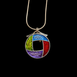 Round Multi-Colour Sterling Silver & 22K Gold Enamelled Necklace
