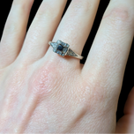 14K White Gold White & Black Diamond Ring Size 7 1/4