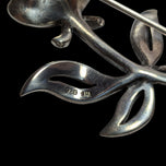Sterling Silver, Marcasite & Blue Topaz Flower Brooch Art Deco