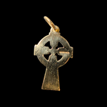 9K Yellow Gold Celtic Cross Charm / Pendant With Knotwork / Scroll Details