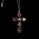 Antique Gold Filled Amethyst Cross with Gold Filled Chain