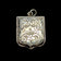 Antique Victorian Silver Scrollwork Shield Watch Fob Pendant Green Scottish Iona Marble Cabochon