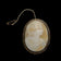 Antique Large Hand Carved Gold Filled Shell Cameo Brooch with Safety Chain