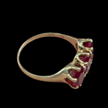 10K Gold Synthetic Ruby 3 Stone Ring Size 6.5
