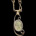 Orno Poland Sterling Silver & Green Stone Textured Chain Modernist