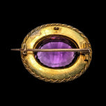 Victorian 14K Gold Natural Amethyst & Seed Pearl Brooch / Pendant