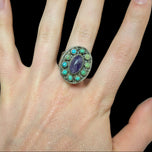Mexican / Navajo Style Sterling Ring Turquoise & Amethyst