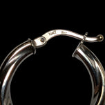 10K White Gold Twist Hoop Earrings Italy