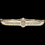 Art Deco Egyptian Revival Sterling Silver & Rose Quartz / Marcasite Brooch