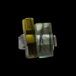 Anne-Marie Chagnon Pewter Adjustable Modernist Ring Green / Yellow Glass Stones