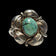 Sterling Silver Native American Feather / Leaf Flanked Turquoise Ring Size 7