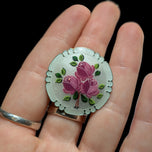 Sterling Silver & Enamel Painted Flower Brooch: Norway
