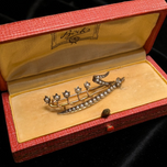 9K Gold and Seed Pearls Lily of the Valley Brooch