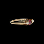 Antique 14K Yellow Gold Claw Set Garnet & Seed Pearl Ring Size 5.5