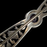 Edwardian / Deco Sterling Silver Filigree Bar Brooch with Marcasite & Amethyst