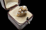 10K Yellow Gold Chunky Pearl Cluster Cocktail Ring Size 5 1/4