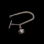 Sterling Silver and Amber Watch Fob With Leaf