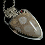 Sterling Silver Fossilized Coral & Garnet Pendant Necklace