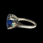10K White Gold Synthetic Blue Spinel & Turquoise Ring Size 5.5