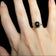 Art Deco 10K Yellow Gold Square Cut Onyx and Diamond Inlay Ring Size 5 3/4