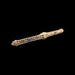 14K Yellow Gold & White Gold Natural Sapphire & Diamond Art Deco Filigree Brooch
