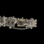 Sterling Silver Mexican Wave and Bead Panel Link Bracelet