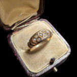 Antique 10K Yellow Gold Seed Pearl Etched Ring Size 7 1/2